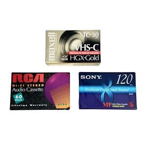 Vintage Recordable Blank Audio/Video Cassette Tapes Bundle